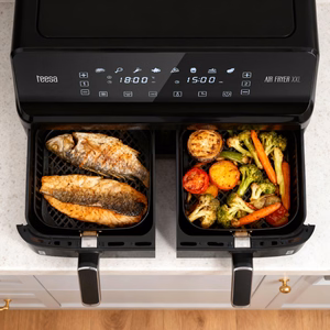TEESA AIR FRYER DUAL POT XXL karšto oro gruzdintuvė, 8 l, 2700 W