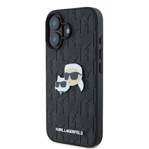 Karl Lagerfeld Monograma Karl ir Choupette Galva Smeigtukas iPhone 16 Dėklas - Juodas