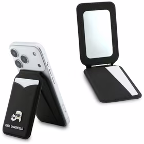 Karl Lagerfeld Stand Mirror MagSafe piniginė su veidrodėliu juodas