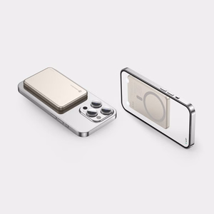 Forcell F-Energy Slim F5K9 išorinė baterija, suderinama su MagSafe, 5000 mAh, 15 W, QC 4.0, PD 3.0, Cloud Dancer