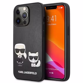 KARL LAGERFELD KLHCP13LPCUSKCBK IPHONE 13 PRO / 13 6.1 "JUODAS / JUODAS DĖKLAS IKONIK KARL & CHUPETTE