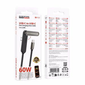 Borofone laidas BX125 Pacifico - Type C į Type C - PD 60W 1 metras juodas