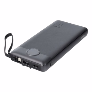 VEGER išorinė baterija 10000 mAh su įmontuotais kabeliais Micro USB / Type C / Lightning C10 (W1116) juoda