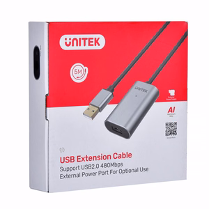 UNITEK Y-271 USB laidas 5 m USB 2.0 USB A Pilkas