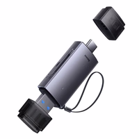 Baseus Lite Series SD/TF atminties kortelių skaitytuvas, USB + USB-C (pilkas)