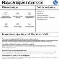 HP ZBook Ultra G1a Copilot+ PC AMD Ryzen AI Max PRO 390 Mobili darbo stotis 35,6 cm (14") WUXGA 64 GB LPDDR5x-SDRAM 1 TB SSD Wi-Fi 7 (802.11be) Windows 11 Pro AI Workstation, AI PC Sidabras