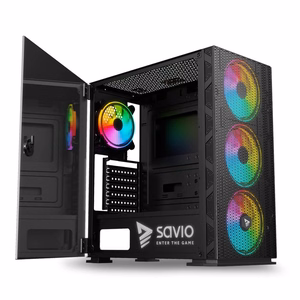 SAVIO PC Case Raptor X1 ARGB Glass/Mesh Juoda