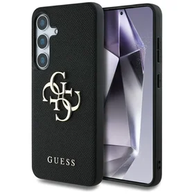 Guess Grained Big 4G Logo Small Classic Logo dėklas telefonui Samsung Galaxy S25 Plus juodas