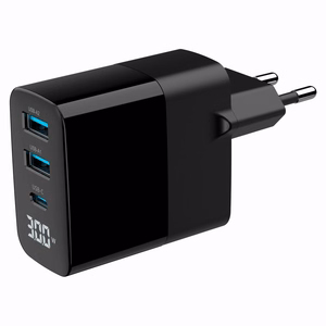 Gembird TA-UC-PDQC30LCD-BK-02 mobiliojo įrenginio įkroviklis universalus juodas AC greitas įkrovimas patalpoms