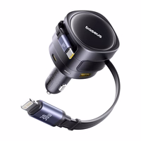 Baseus Enjoyment Max 90W automobilinis įkroviklis 2x USB-C + USB-C ir Lightning kabelis - juodas