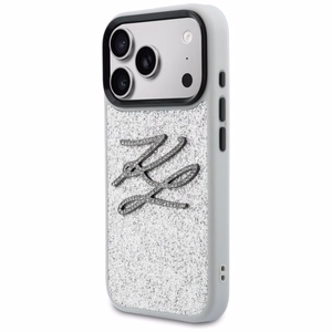 Karl Lagerfeld IML Glitter KL Diamond Logo dėklas for iPhone 17 Pro - sidabrinis