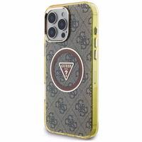 Guess IML Metal Glitter 4G Circle Triangle Magnetinis dėklas telefonui iPhone 16 Pro Max - rudas