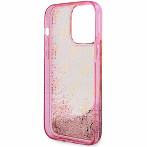 Guess GUHCP14XLC4PSGP iPhone 14 Pro Max 6.7" rožinis/rožinis kietas dėklas Liquid Glitter 4G permatomas