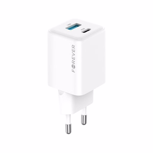 "Forever TC-08-45AC GaN PD QC įkroviklis 1x USB-C 1x USB 45W baltas