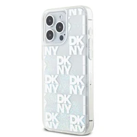 DKNY Skystas blizgučių daugialogotipis dėklas telefonui iPhone 15 Pro Max - balta