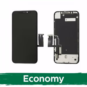 Ekranas skirtas iPhone XR juodas (INCELL su metaline skarda / Economy)