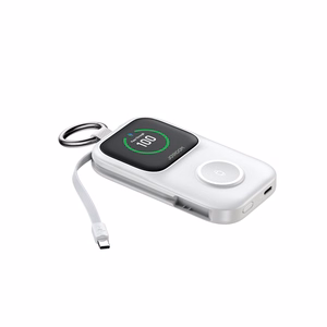 Joyroom JR-W19 5000mAh išorinė baterija su 5W belaidžiu laikrodžio krovimu balta