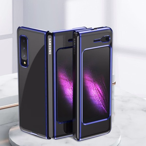Plating dėklas kietas dėklas su elektroplokštės rėmeliu Samsung Galaxy Fold mėlynas