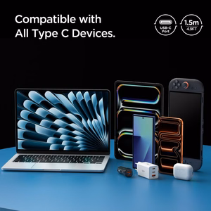 Spigen Essential EB6015CC USB-C laidas, 60 W, 150 cm – tamsiai pilkas