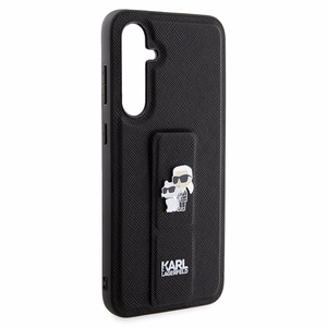 Karl Lagerfeld Gripstand Saffiano Karl&Choupette Pins dėklas Samsung Galaxy S23 FE - juodas