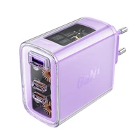 Acefast GaN 65W įkroviklis su 3 jungtimis (1xUSB, 2xUSB C) - violetinis (A45)