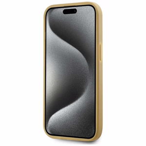 Karl Lagerfeld Wrinkled Metal Signature dėklas telefonui iPhone 15 - auksinė