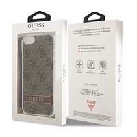 Guess GUOHCI8H4STW iPhone SE 2022 / SE 2020 / 7 / 8 rudas kietasis dėklas su 4G rašto dirželiu