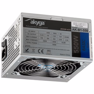 Akyga AK-B1-550 maitinimo blokas 550 W 20+4 pin ATX ATX pilkas