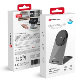 FORCELL F-ENERGY Flip Charge Qi2 15W belaidis įkroviklis suderinamas su MagSafe sidabrinis