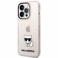 Karl Lagerfeld KLHCP14LCTTRI iPhone 14 Pro 6.1 kietasis dėklas rožinis permatomas Choupette Body