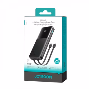 Išorinė baterija Joyroom JR-PBF19 juoda 10000mAh 22.5W (PD / QC3.0) + integruoti Type-C / Lightning laidai