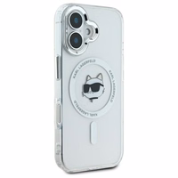 Karl Lagerfeld IML Metal Choupette Head magnetinis dėklas telefonui iPhone 16 Plus - baltas