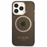 Guess Gold Outline permatomas Magnetinis MagSafe dėklas telefonui iPhone 13 Pro / iPhone 13 - juodas