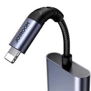 2‑in‑1 garso adapteris Joyroom SY-L02 Lightning į dvigubą Lightning (juodas)