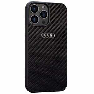 Audi Anglies pluošto iPhone 13 Pro Max 6.7" juodas/juodas kietas dėklas AU-TPUPCIP13PM-R8/D2-BK