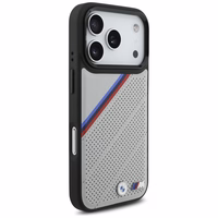 BMW M Tricolor Metal Logo MagSafe dėklas telefonui iPhone 17 Pro - pilkas
