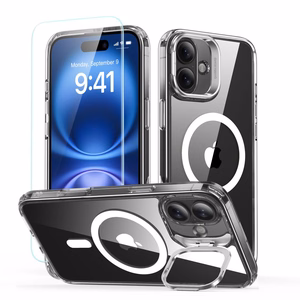 ESR Classic Hybrid Kickstand Halolock MagSafe Dėklų rinkinys + Apsauginis stiklas skirtas iPhone 16 Plus – skaidrus