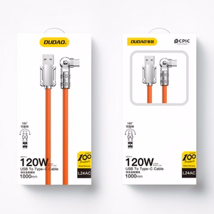 USB laidas Dudao L24AC (180' kampas) Oranžinis Type-C 100cm (iki 120W)