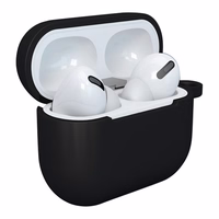 Dėklas AirPods 3 silikoninis minkštas dėklas ausinėms + raktų pakabukas omaro užsegimas pakabukas juodas (dėklas D)