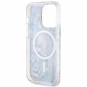 Guess GUHMP14XHLEOPWB iPhone 14 Pro Max 6.7" mėlynas kietas dėklas Leopard Magnetinis