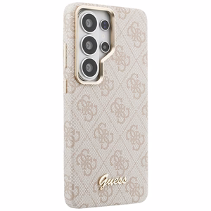 Dėklas Guess PU 4G Script Metal Logo Magnetic Samsung S948 S26 Ultra rožinis