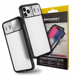 Wozinsky Magnetinis Cam Slider dėklas pilnas kūno dangtelis su įmontuotu priekiniu stiklo lęšiu apsauga Huawei P40 juodas