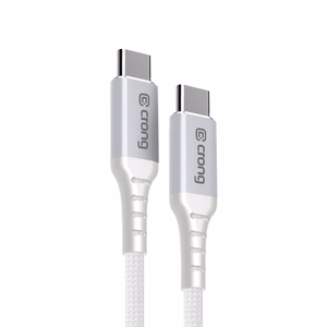Crong Armor Link USB-C–USB-C laidas, 2 m, 100 W PD, 5 A, baltas