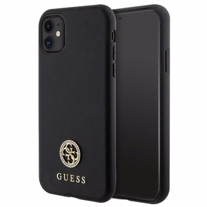 Guess Strass Metal Logo dėklas telefonui iPhone 11 / Xr 6.1" - Juodas