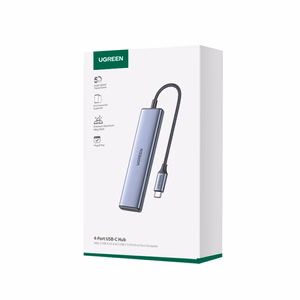 Ugreen CM473 šakotuvas USB-C - 2x USB-A / 2x USB-C 20cm - pilkas