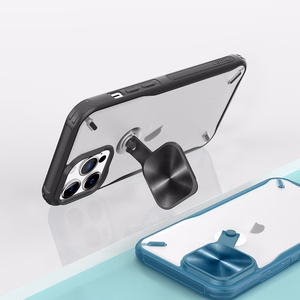 Nillkin Cyclops dėklas iPhone 13 Pro - juodas su kamera apsauga ir sulankstomu stovu