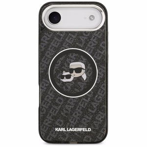 Karl Lagerfeld IML Blizgučiai Karl & Choupette Heads Logo Magnetinis iPhone Air dėklas - juodas
