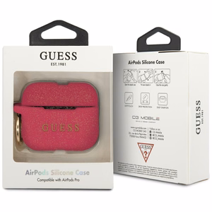 Guess Silikoninis Glitter Dėklas for AirPods Pro - rožinis Glitter