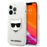 Karl Lagerfeld Choupette galvos dėklas telefonui iPhone 13 Pro Max – permatomas