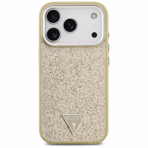Guess Glitter Triangle Logo MagSafe чехол iPhone 17 Pro золотой